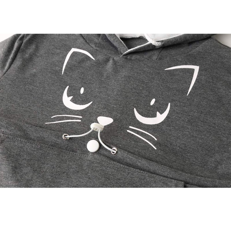 ALYC Unisex Hoodies Pet Holder Cat Dog Kangaroo Pouch Carries Pullover with Cat Printing Sweatshirt (Dark Grey, XXL) - Image 4